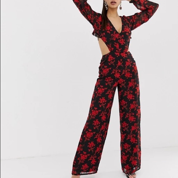 Missguided floral jumpsuit Clearance